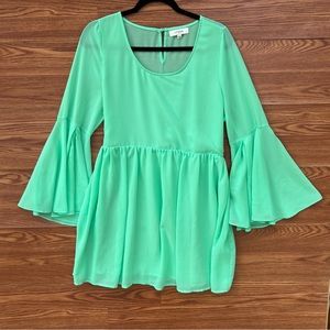 UMGEE BOHO MINT GREEN BELL SLEEVE DRESS